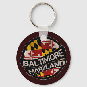 Baltimore Maryland flag grunge keychain