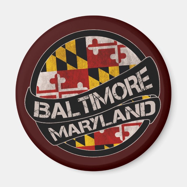 Baltimore Maryland flag grunge magnet (Front)