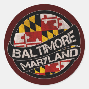 Baltimore Maryland flag grunge stickers