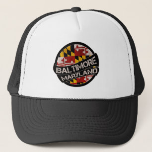 Baltimore Maryland flag grunge trucker hat