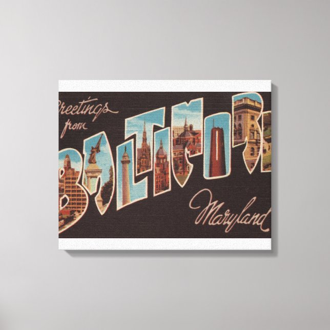 Baltimore, Maryland - Large Letter Scenes Canvas Print (Front)