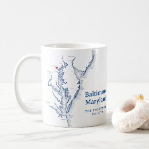 Baltimore Maryland Map Gift Navy Blue Coffee Mug