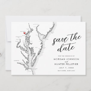 Baltimore Maryland Map Minimal Modern Wedding Save The Date