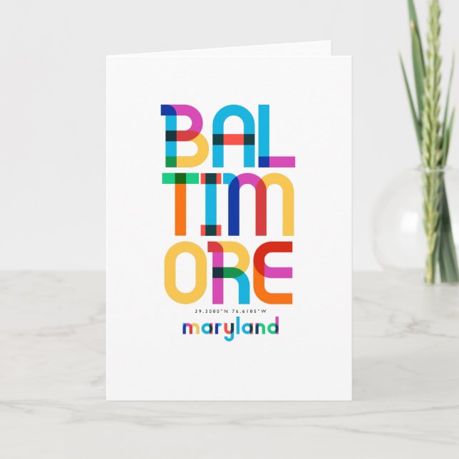 Baltimore Maryland Mid Century, Pop Art, Card (Front)