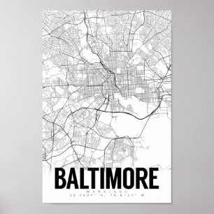 Baltimore Maryland Minimalist Map Art Poster