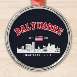 Baltimore Maryland Modern Skyline city Metal Tree Decoration