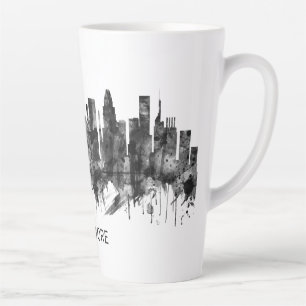 Baltimore Maryland Skyline BW Latte Mug