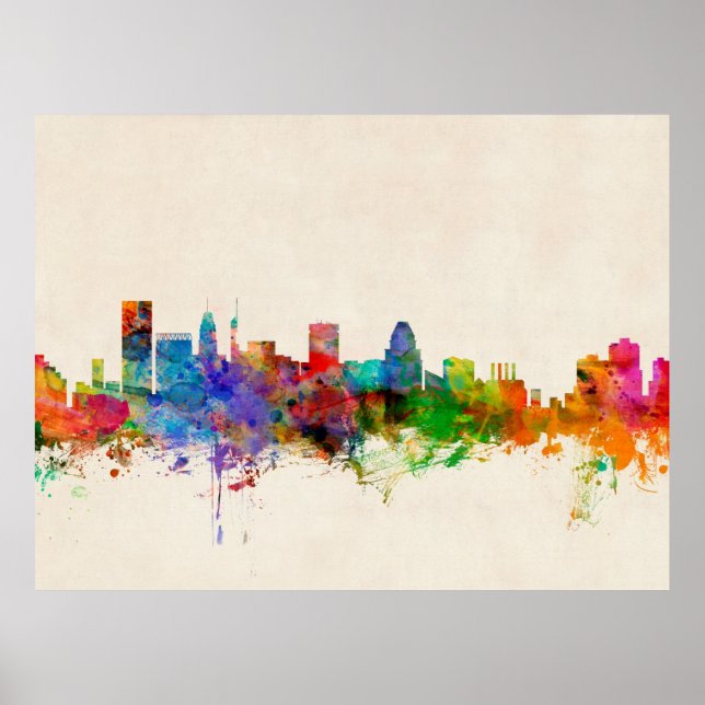 Baltimore Maryland Skyline Cityscape Poster (Front)