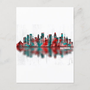 Baltimore Maryland Skyline Holiday Postcard