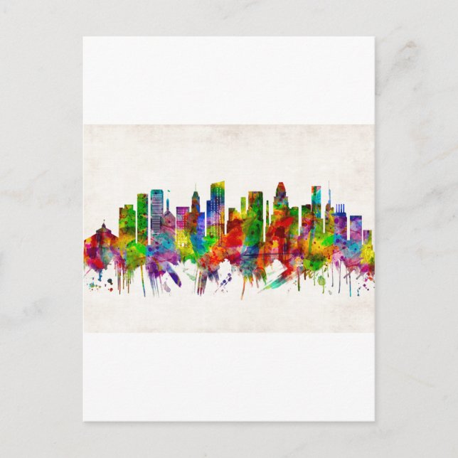 Baltimore Maryland Skyline Invitation Postcard (Front)