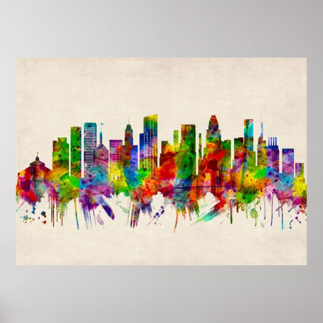 Baltimore Maryland Skyline Poster (Front)