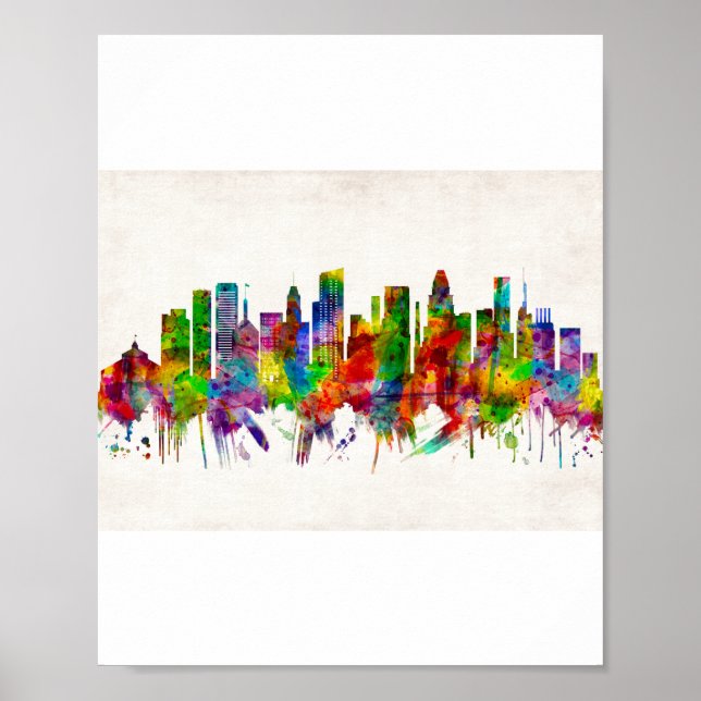 Baltimore Maryland Skyline Poster (Front)