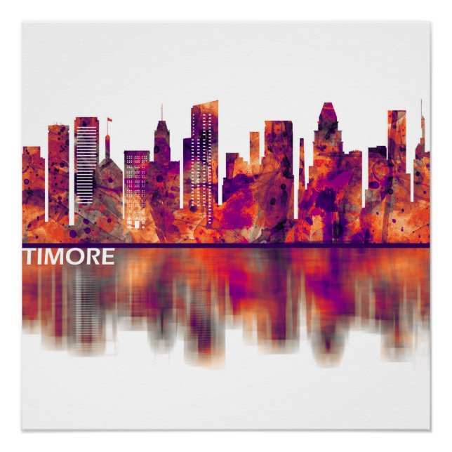 Baltimore Maryland Skyline Poster (Front)