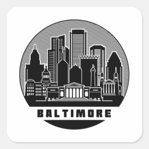 Baltimore Maryland Skyline Square Sticker