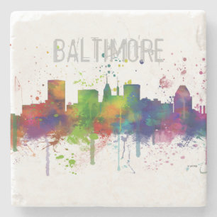 BALTIMORE MARYLAND SKYLINE STONE COASTER