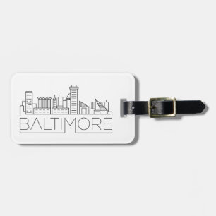 Baltimore, Maryland Stylised Skyline Luggage Tag