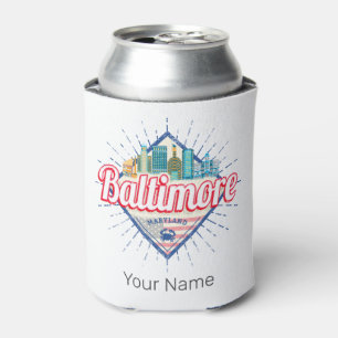 Baltimore Maryland United States Skyline Vintage Can Cooler