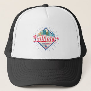 Baltimore Maryland United States Skyline Vintage Trucker Hat