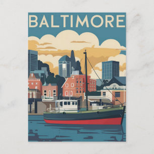 Baltimore, Maryland, USA Illustration Postcard