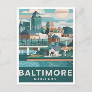 Baltimore, Maryland, USA Illustration Postcard