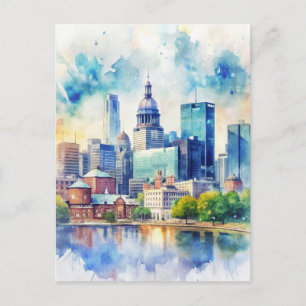 Baltimore, Maryland, USA Watercolor Painting Postcard