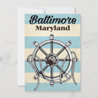 Baltimore Maryland vintage nautical travel poster Invitation
