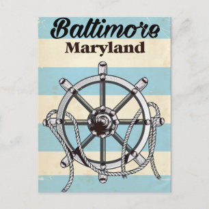 Baltimore Maryland vintage nautical travel poster Postcard