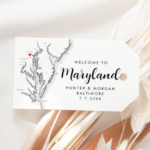 Baltimore Maryland Wedding Welcome Black and White Gift Tags