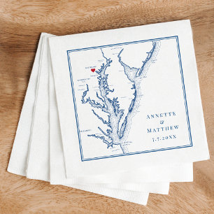 Baltimore MD Chesapeake Bay Map Elegant Wedding Napkin