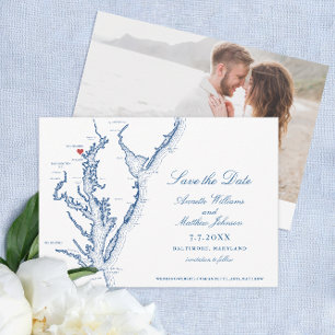 Baltimore MD Chesapeake Bay Map Photo Wedding Save The Date