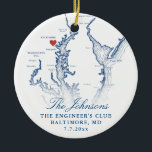 Baltimore MD Map Navy Wedding Photo Christmas Ceramic Tree Decoration<br><div class="desc">Commemorate your Baltimore wedding with a personalised wedding keepsake Christmas ornament. Featuring an elegant design with your names and wedding details on the front, and your cherished wedding photo on the back, this ornament is perfect for remembering weddings at venues like The Grand Baltimore, The Belvedere, The Walters Art Museum,...</div>