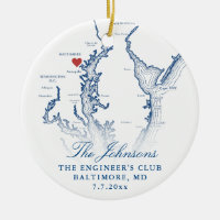Baltimore MD Map Navy Wedding Photo Christmas