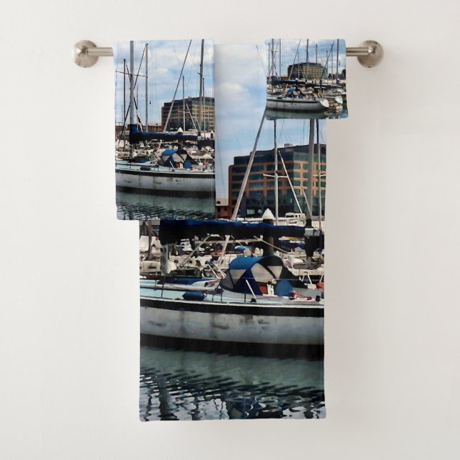 Baltimore MD - Marina Near Fells Point Bath Towel Set (Insitu)