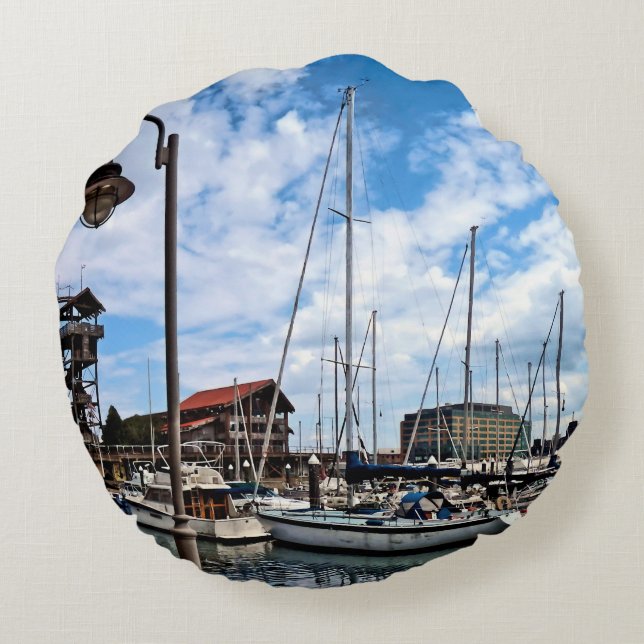 Baltimore MD - Marina Near Fells Point Round Cushion (Back)