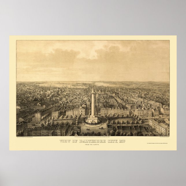 Baltimore, MD Panoramic Map - 1862 Poster (Front)