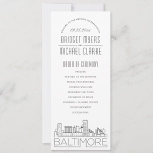 Baltimore Modern Deco Wedding Program Invitation