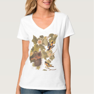 Baltimore Oriole Audubon Bird Family with Nest T-Shirt