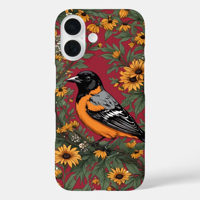 Baltimore Oriole Bird And Black Eyed Susan Flowers Case-Mate iPhone Case (Back)