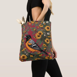 Baltimore Oriole Bird And Black Eyed Susan Flowers Tote Bag