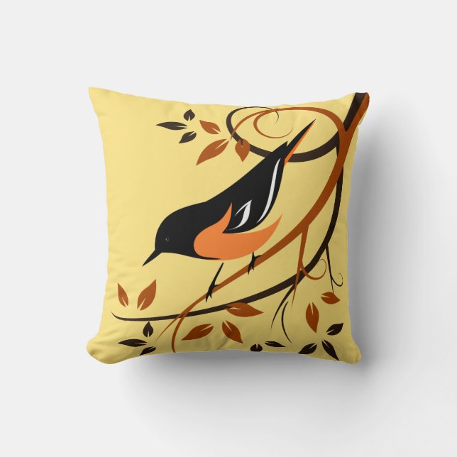Baltimore Oriole Bird Cushion (Front)