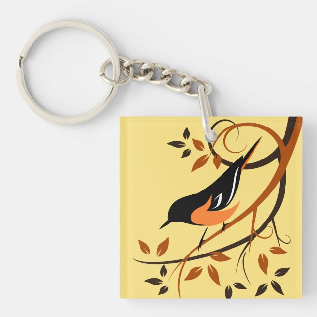Baltimore Oriole Bird Lover Gifts Key Ring (Front)