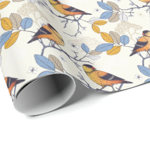 Baltimore Oriole bird on twig Wrapping Paper