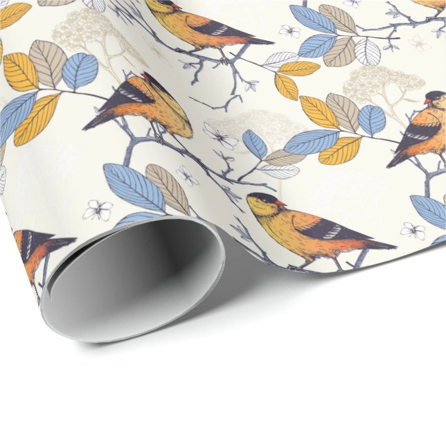 Baltimore Oriole bird on twig Wrapping Paper (Roll Corner)