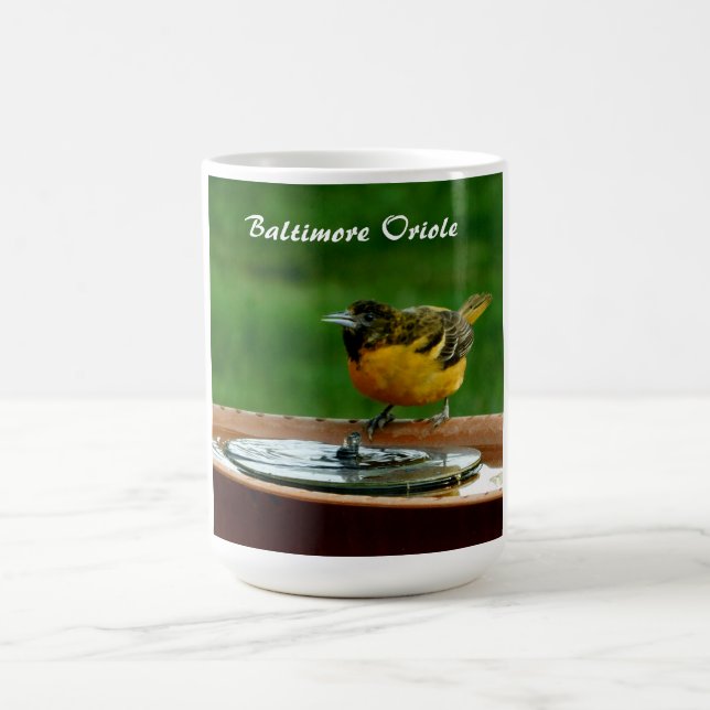 Baltimore Oriole Bird Photography 15oz Coffee Mug  (Center)