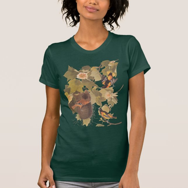 Baltimore Oriole Bird Trio T-Shirt (Front)