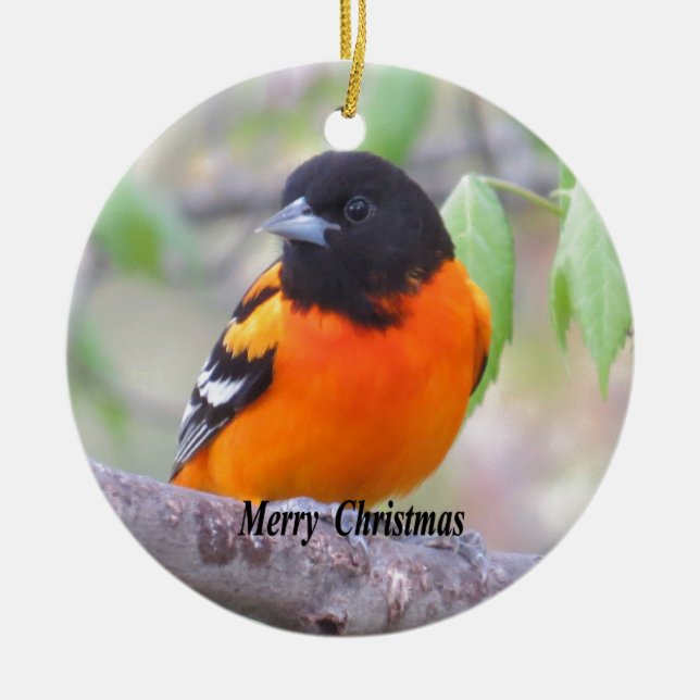Baltimore Oriole Ceramic Tree Decoration (Front)