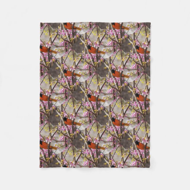 Baltimore Oriole Fleece Blanket (Front)