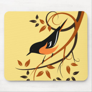 Baltimore Oriole Stylised Bird Design Mouse Mat