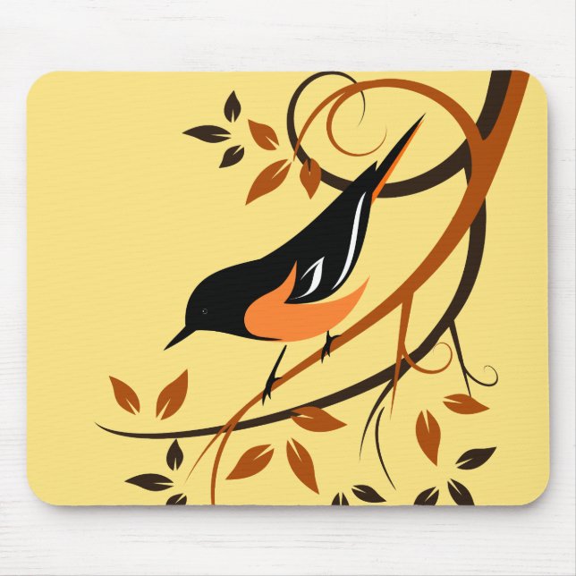 Baltimore Oriole Stylised Bird Design Mouse Mat (Front)