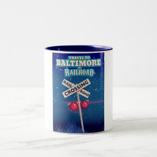 Baltimore Railroad crossing travel poster. Two-Tone Coffee Mug
